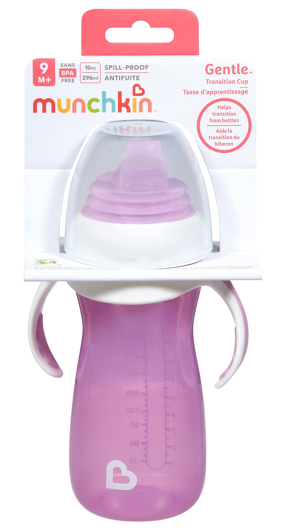 Munchkin Spill Proof Gentle Transition Bottle 10 oz, Green-White (4.8 oz)