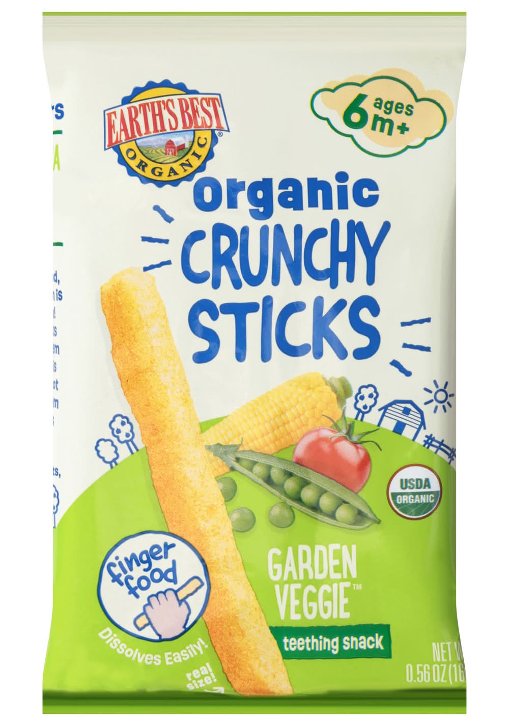 Earth's Best Organic Crunchy Sticks Garden Veggie 6+