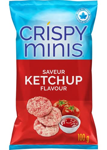 Crispy minis croustilles de riz aromatisées - flavored rice chips (ketchup)