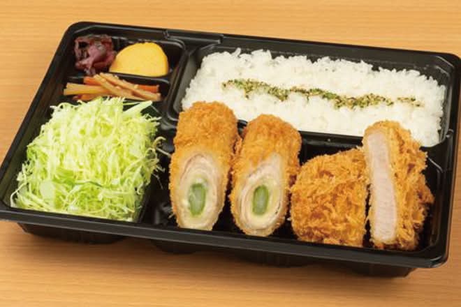 アスパラとチーズのロース巻きかつとヒレ弁当