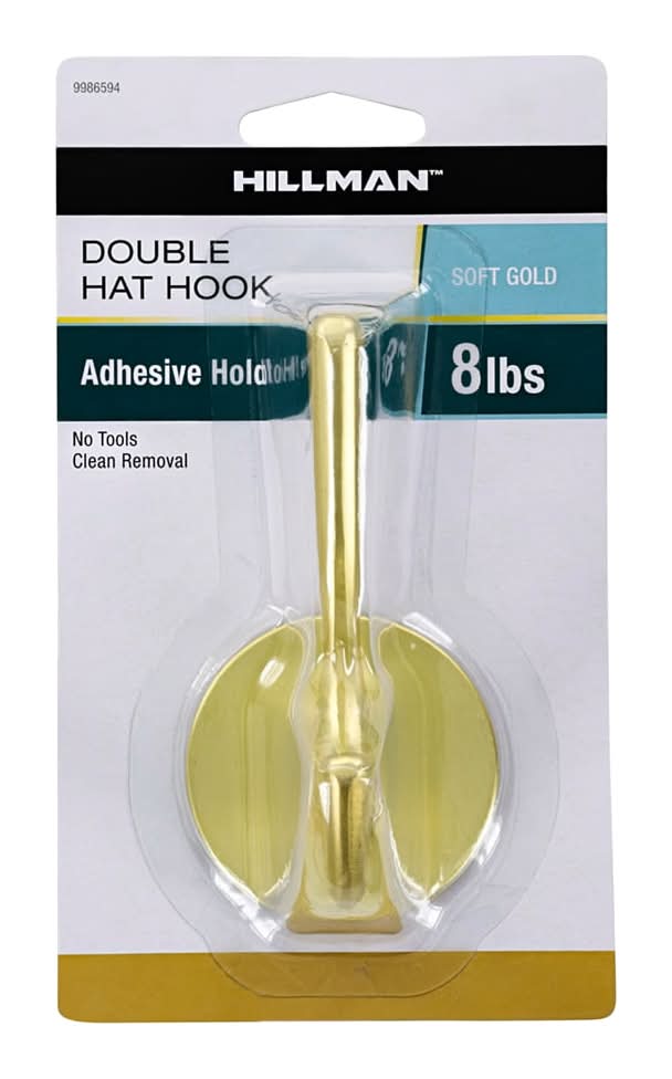 Hillman Soft Gold Adhesive Storage/Utility hook ( 8-lb Capacity)