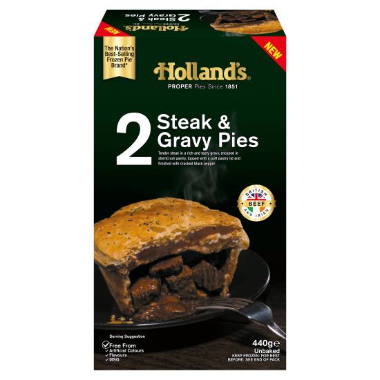 Hollands 2 Steak & Gravy Pies
