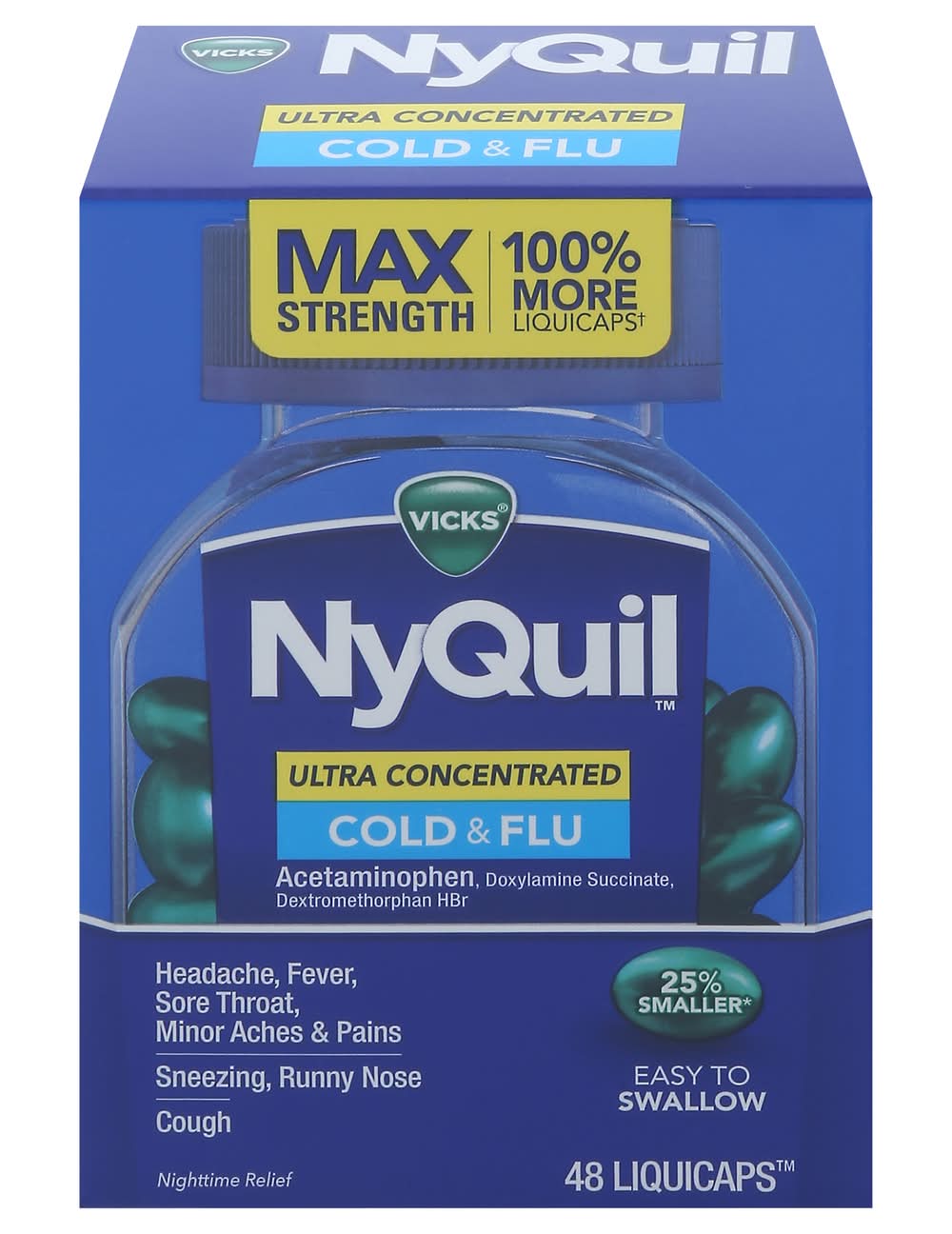 Vicks Nyquil Ultra Concentrated Cold & Flu Liquicaps (48 ct)