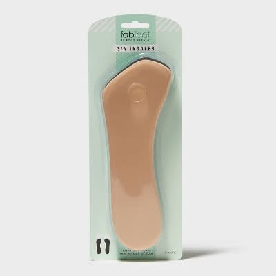 Fab Feet Foot Petals Insoles Shoe Cushion Multipack, Women, 3/4, Black/Khaki (2 ct)