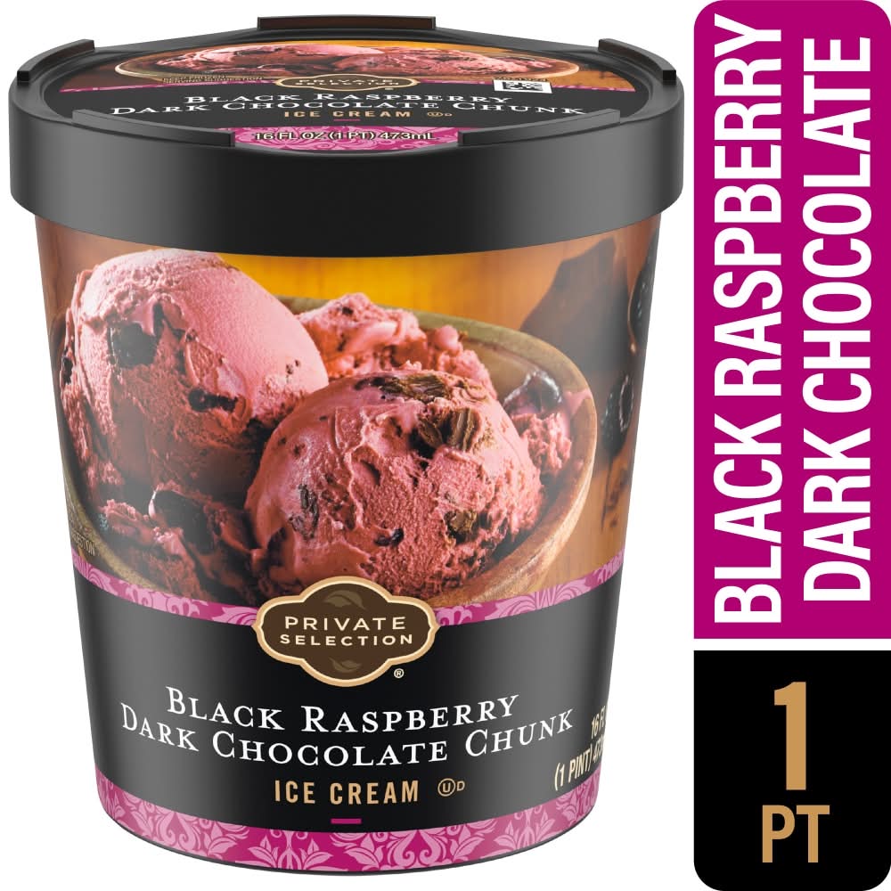 Private Selection Smooth & Creamy Ice Cream, Black Raspberry-Dark Chocolate Chunk (16 fl oz)
