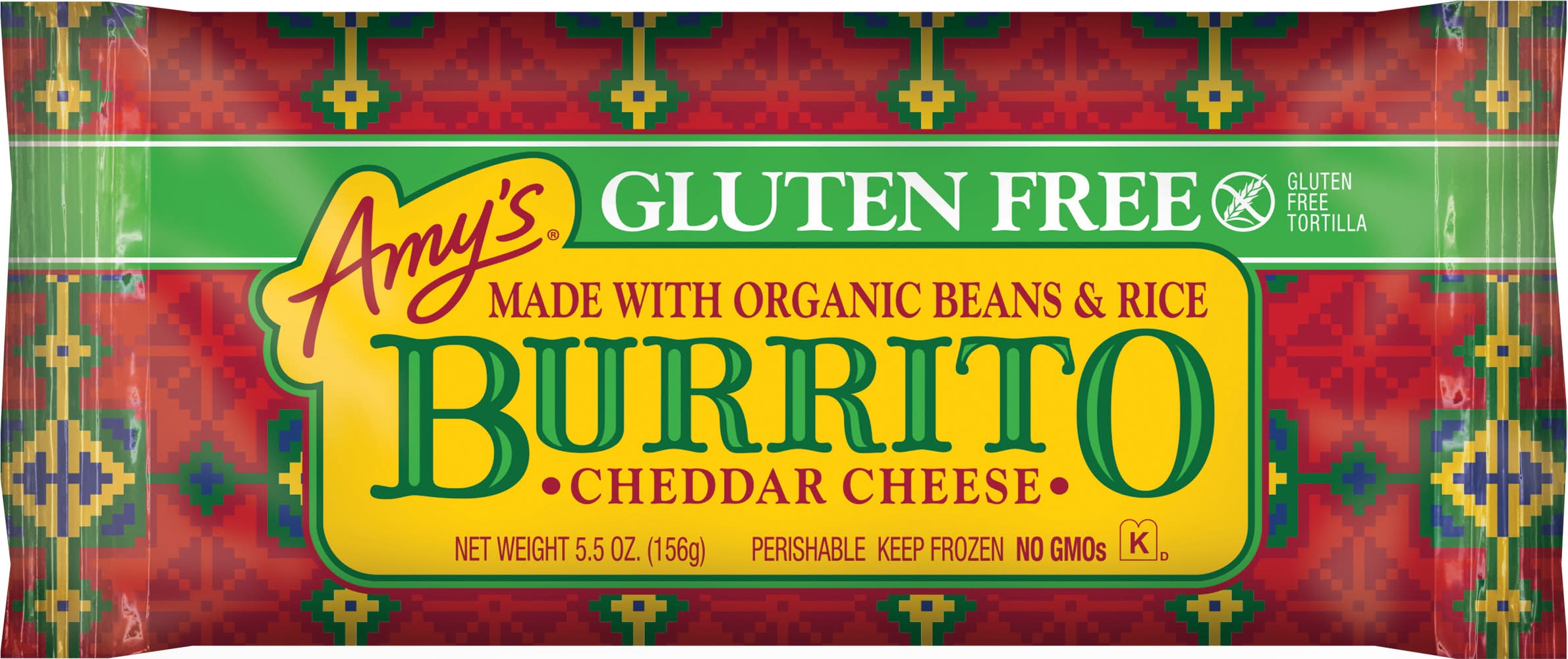 Amy's Gluten-Free Cheddar Cheese Burrito, Beans-Rice (5.5 oz)