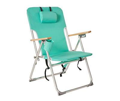 Teal High Seat Backpack Folding Beach Chair