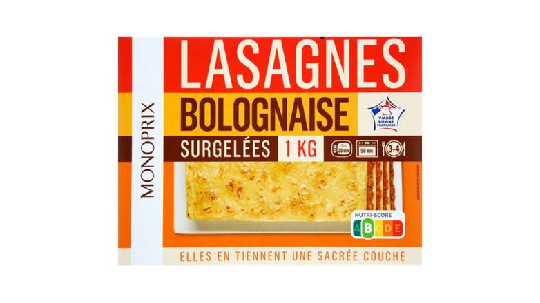 Monoprix - Lasagnes bolognaise surgelées