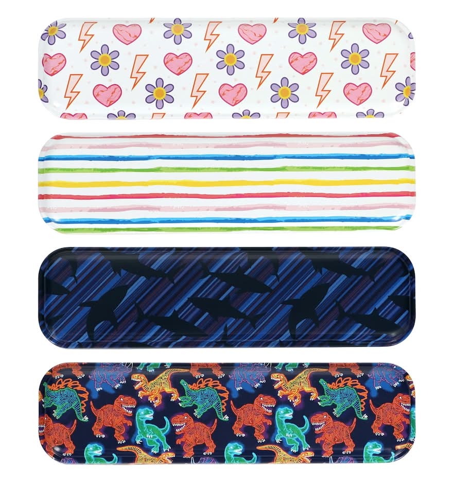Printed Tin Pencil Boxes, 8x2x1 in.