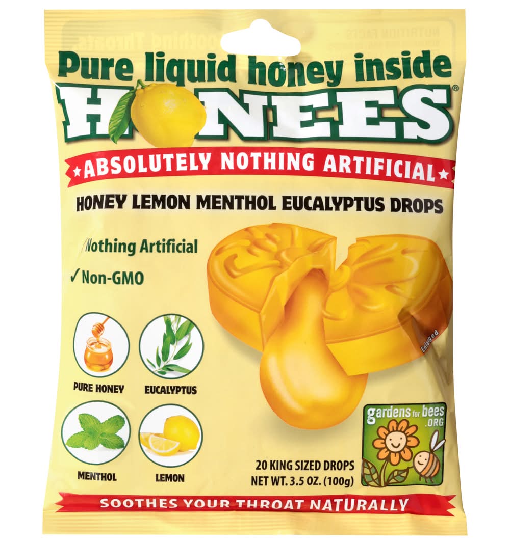Honees Throat Comfort Cough Lozenges, Menthol-Honey-Lemon-Eucalyptus (3.5 oz, 20 ct)