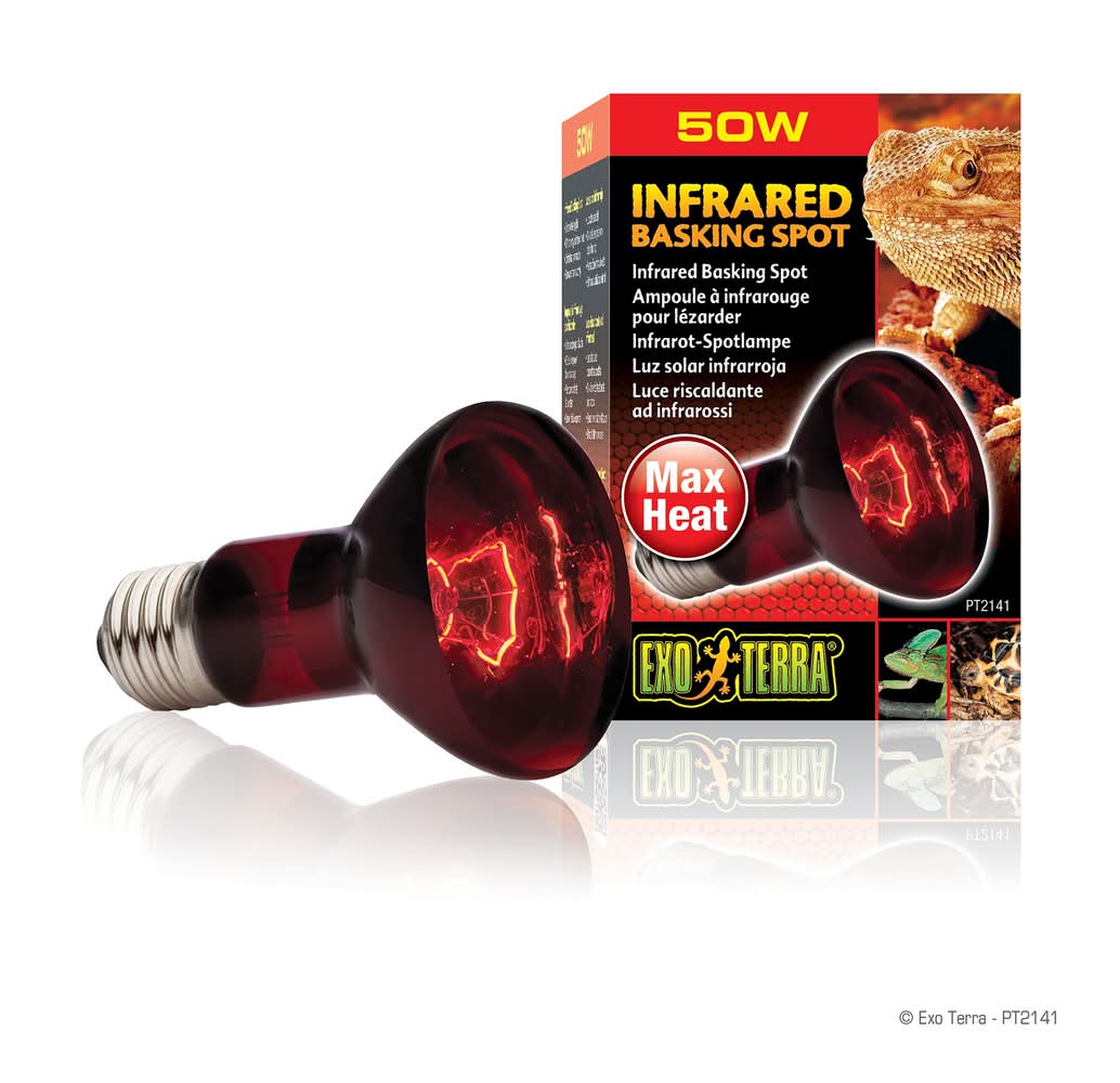 Exo Terra® Infrared Basking Spot Reptile Night Heat Lamp for Terrariums - 50-150 watt (Size: 50 Watts)