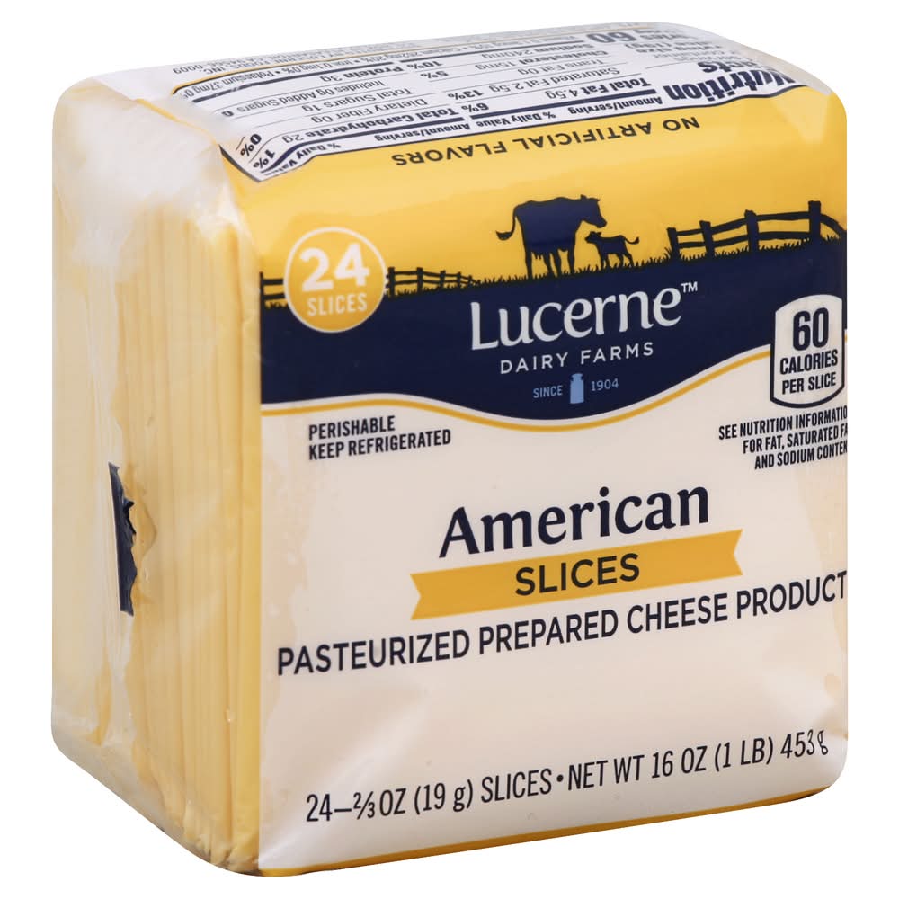 Lucerne Dairy Farms American Cheese Slices, Mild (16 oz, 24 ct)