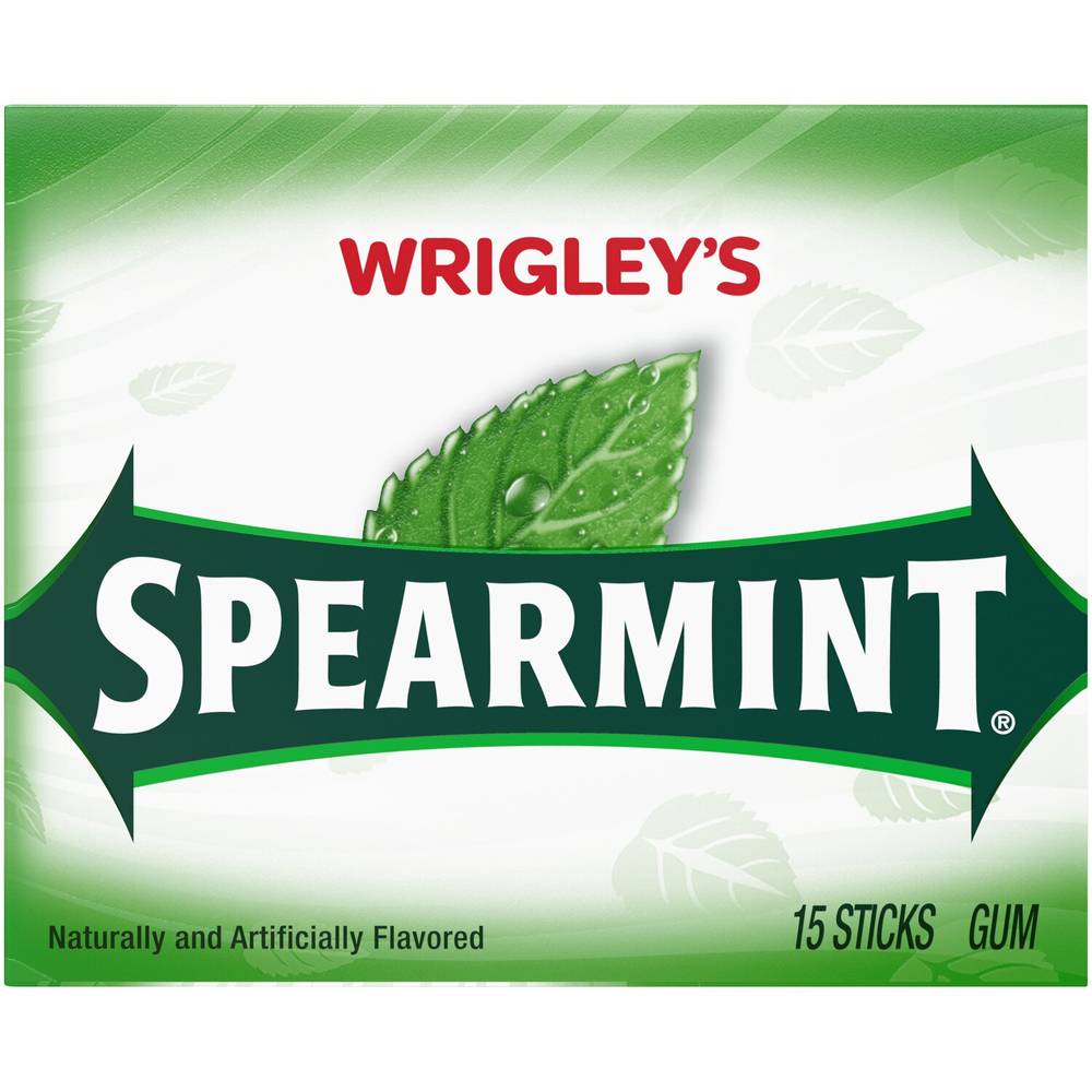 Wrigley's Spearmint Chewing Gum, Single Pack, 15 ct