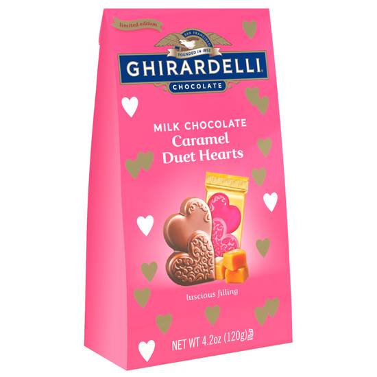 Ghirardelli Milk Chocolate Caramel Duet Hearts Bag - 4.2 oz