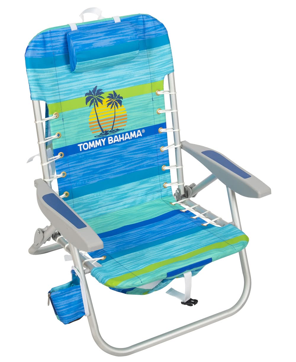 Tommy Bahama Polyester Stripe Folding Beach chair Adjustable and Carrying Strap/Handle Included