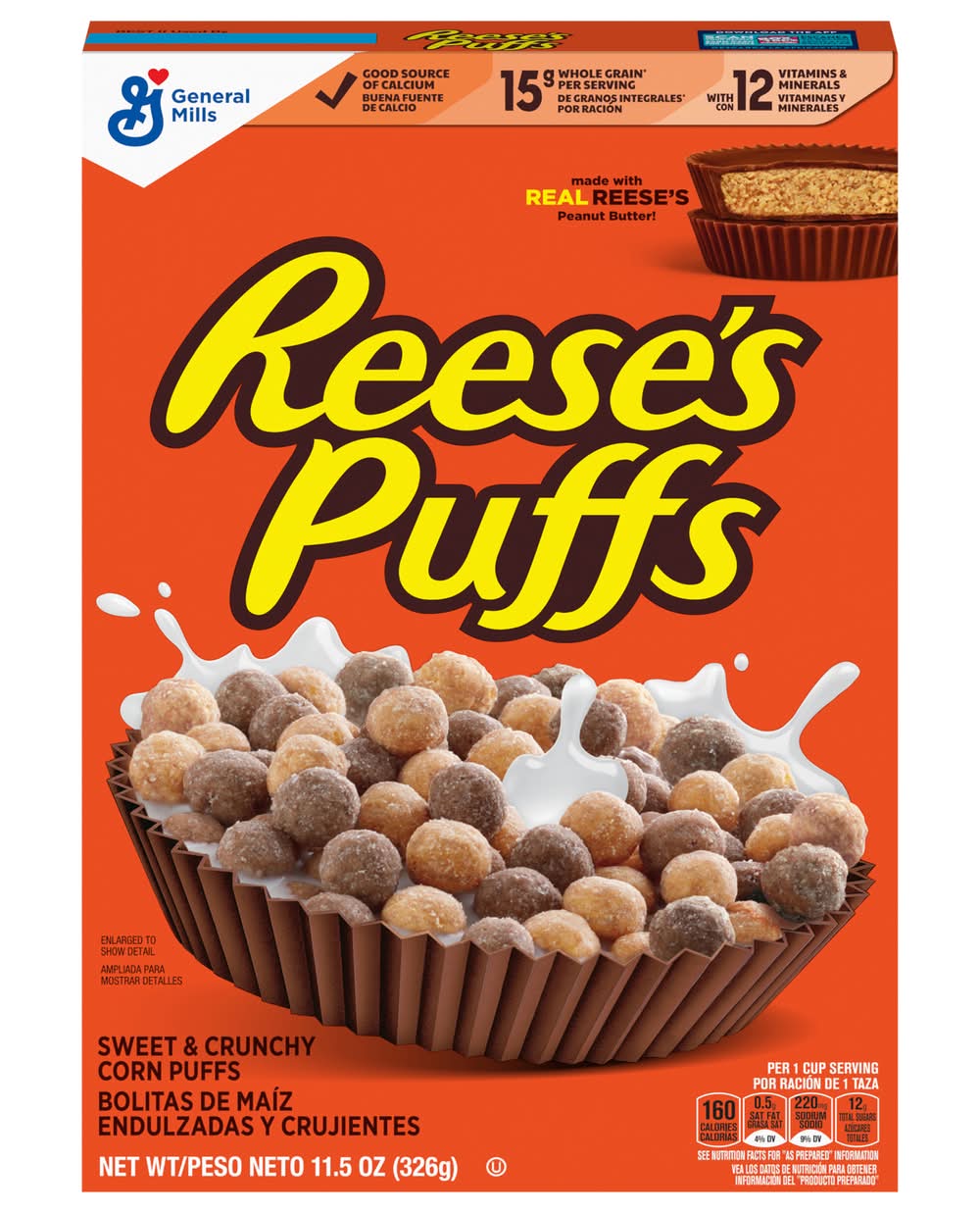 Reese's Puffs Peanut Butter Corn Puffs Cereal (11.5 oz)