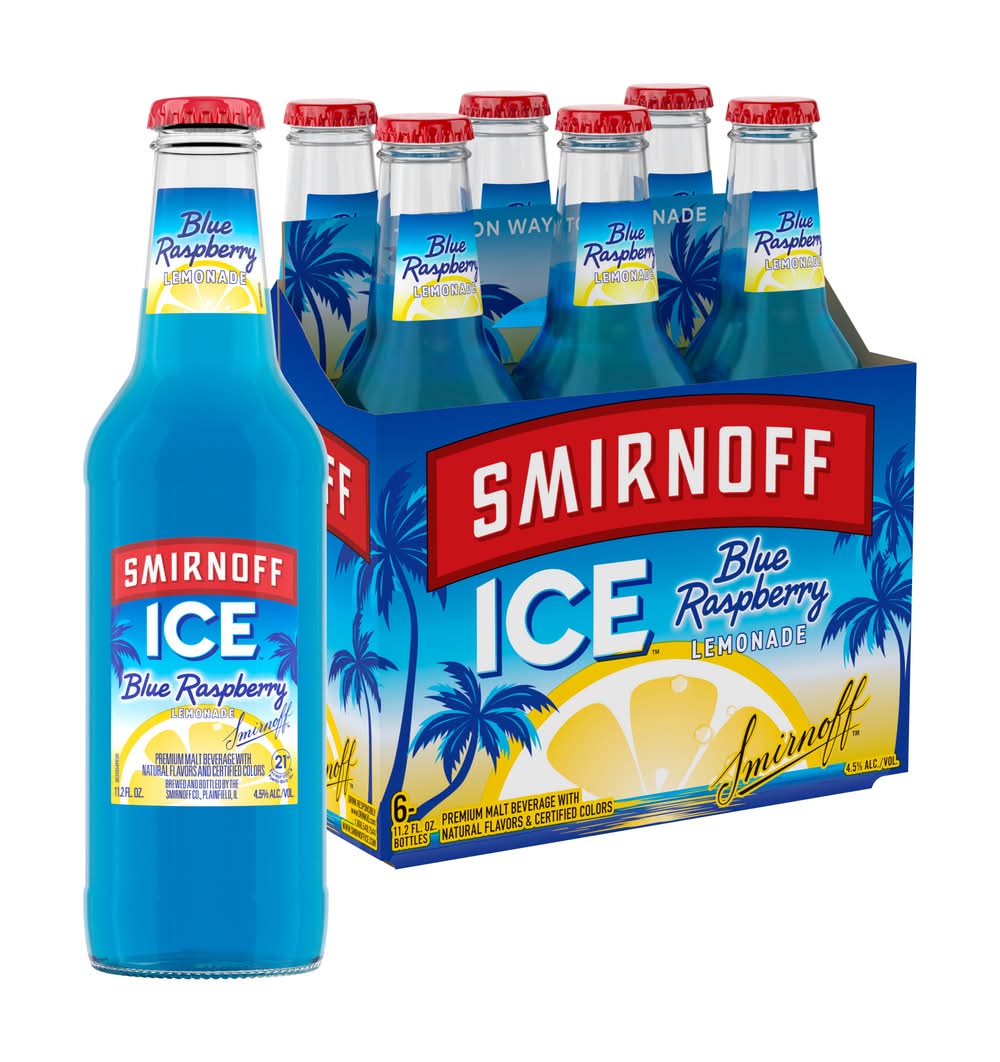 Smirnoff Ice Premium Malt Beverage, Blue Raspberry - Blackberry (6 x 11.2 fl oz)
