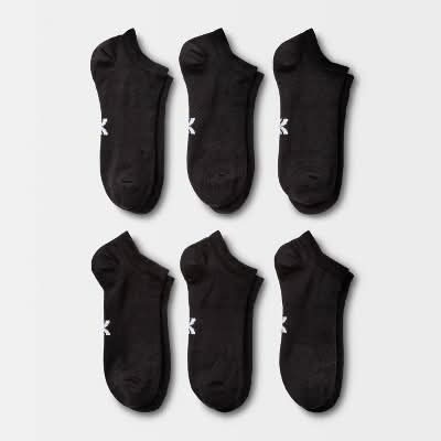 All In Motion Lightweight Active Mesh No Show Socks, Women, 4-10, Black (6 ct)