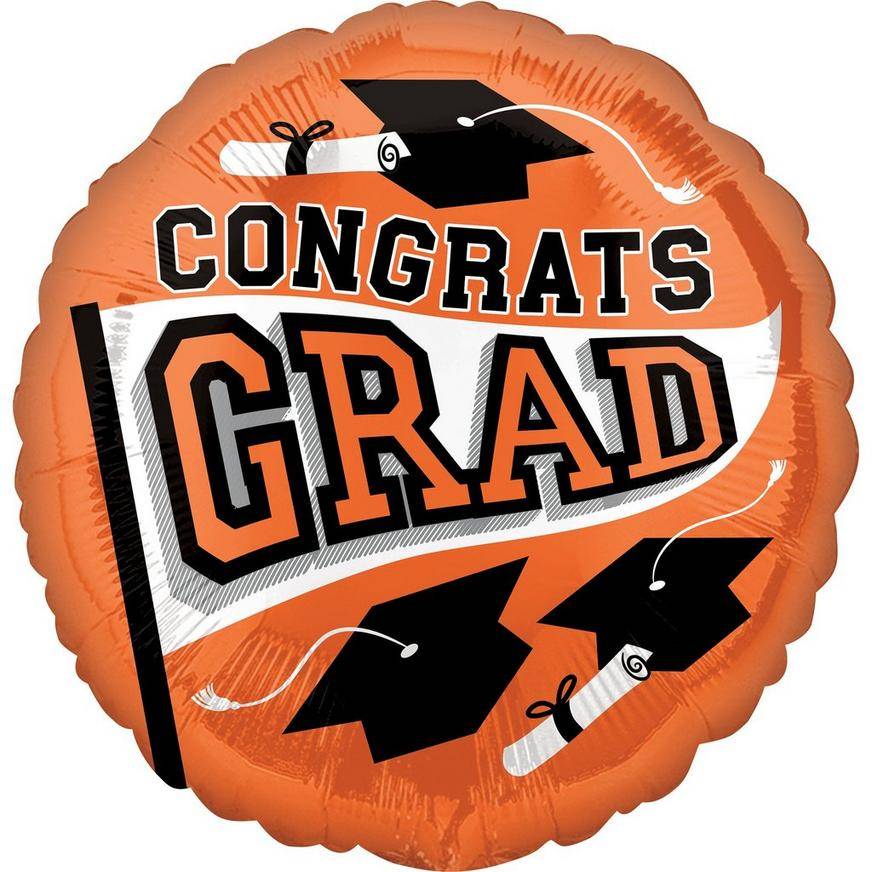 Uninflated Orange Congrats Grad Foil Balloon, 18in - True to Your School