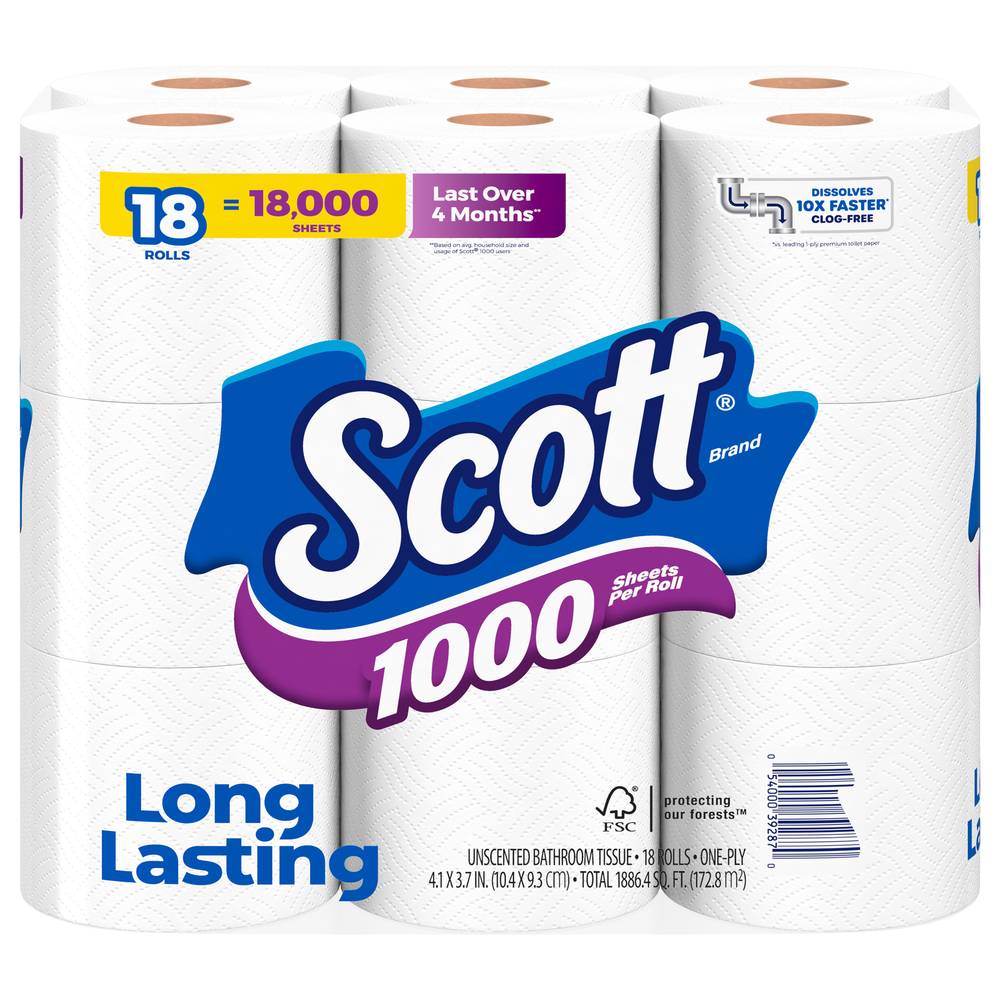 Scott One-Ply Unscented Bathroom Tissue