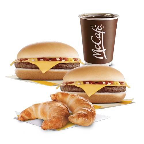 2 Hamburguesa queso+2 Medialuna + Cafe