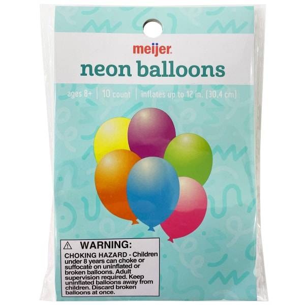 Meijer Helium Balloons Neon, Multicolor (10 ct)