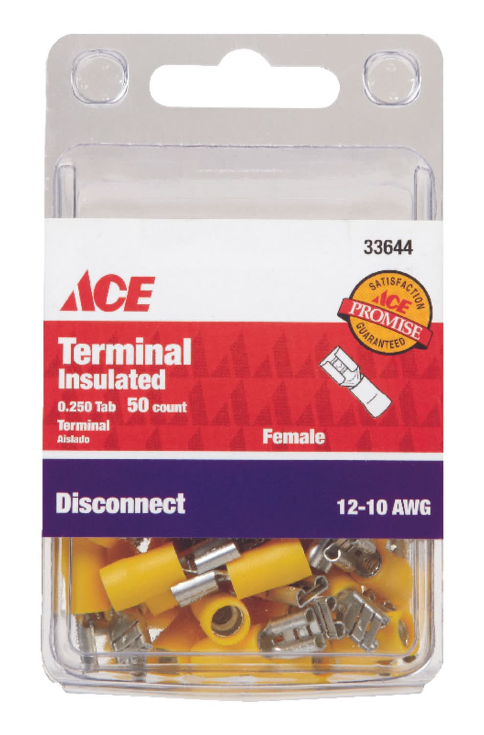 ACE 12-10 Awg Awg Insulated Wire Female Disconnect Yellow 50 Pk