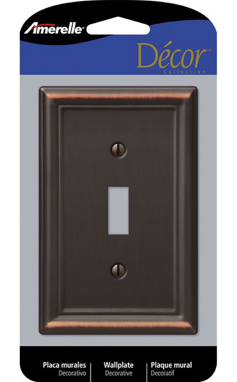 Amerelle Chelsea Aged Bronze 1 Gang Stamped Steel Toggle Wall Plate 1 Pk