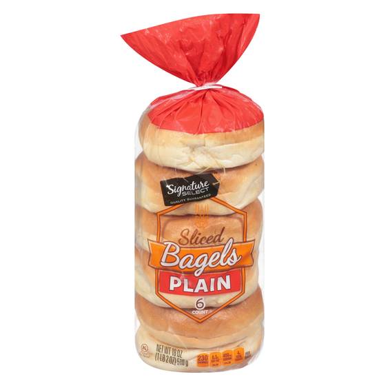 Signature Select Sliced Plain Bagels (6 ct)