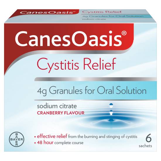 CanesOasis Cystitis Relief 4g Granules For Oral Solution Cranberry Flavour (50g)