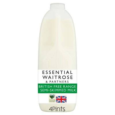 Essential Waitrose & Partners British Free Range Semi Skimmed Milk (2.27L)