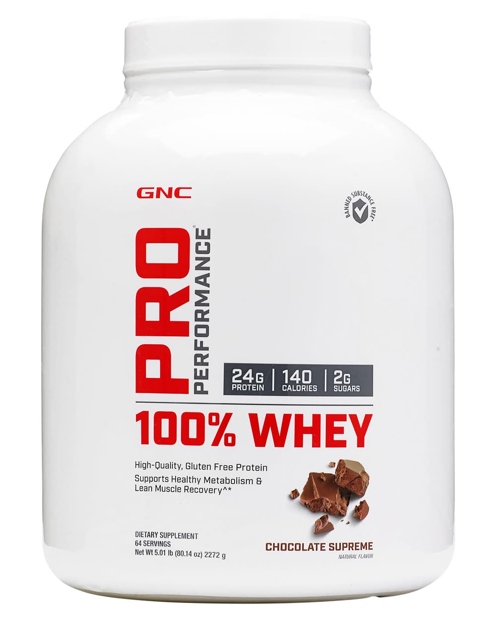 GNC 100% Whey Pro Performance Ditery Supplement, Chocolate Supreme (5.01 lbs)