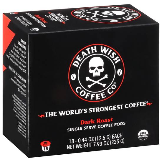 Death Wish Coffee Co. Dark Roast Single Serve Coffee Pods (18 ct, 7.93 oz)
