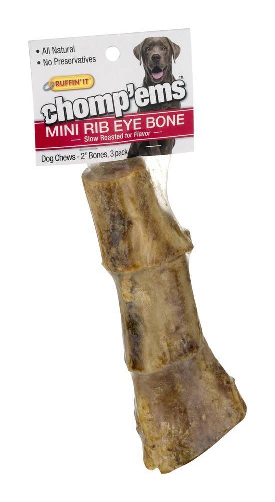 Ruffin' It Chomp'ems 2'' Mini Rib Eye Bone (3 ct)