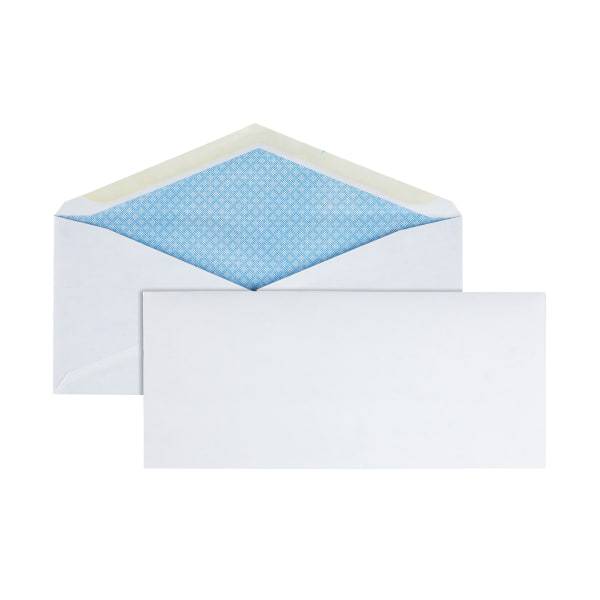 Office Depot Brand #10 Security Envelopes, Gummed Seal, White