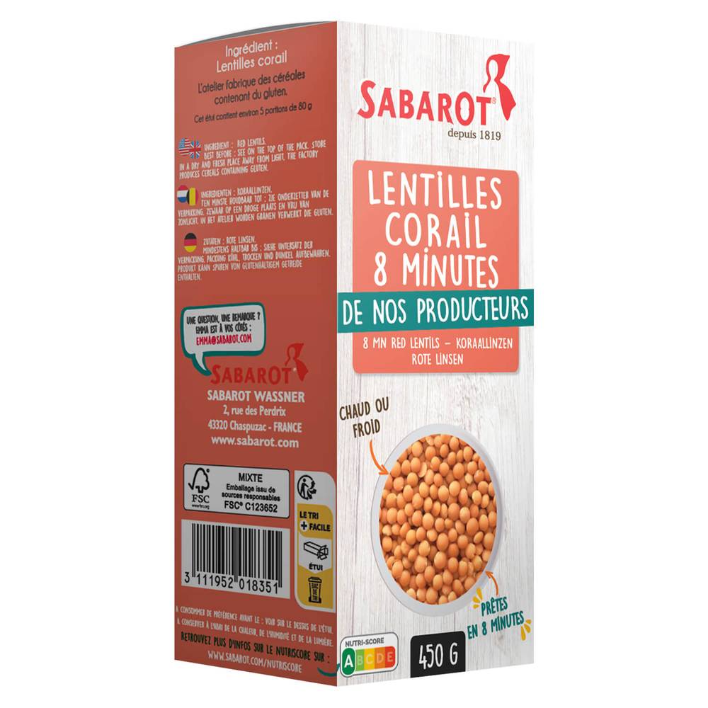 Sabarot - Lentilles corail (450g)