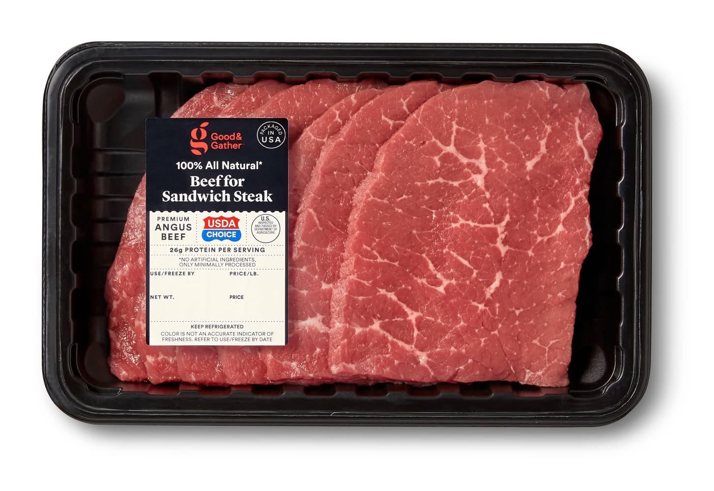 Fresh USDA Choice Angus Beef Steak for Sandwiches - 0.54-1.86 lbs - price per lb - Good & Gather™