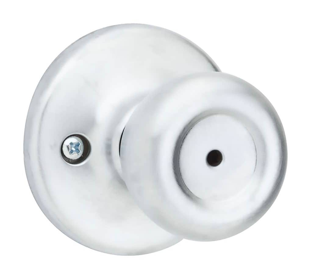 Kwikset Tylo Bed Bath Door Knob With Lock, Satin Chrome
