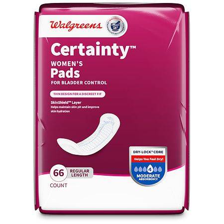 Walgreens Certainty Moderate Absorbency Incontinence Pads (66 ct)