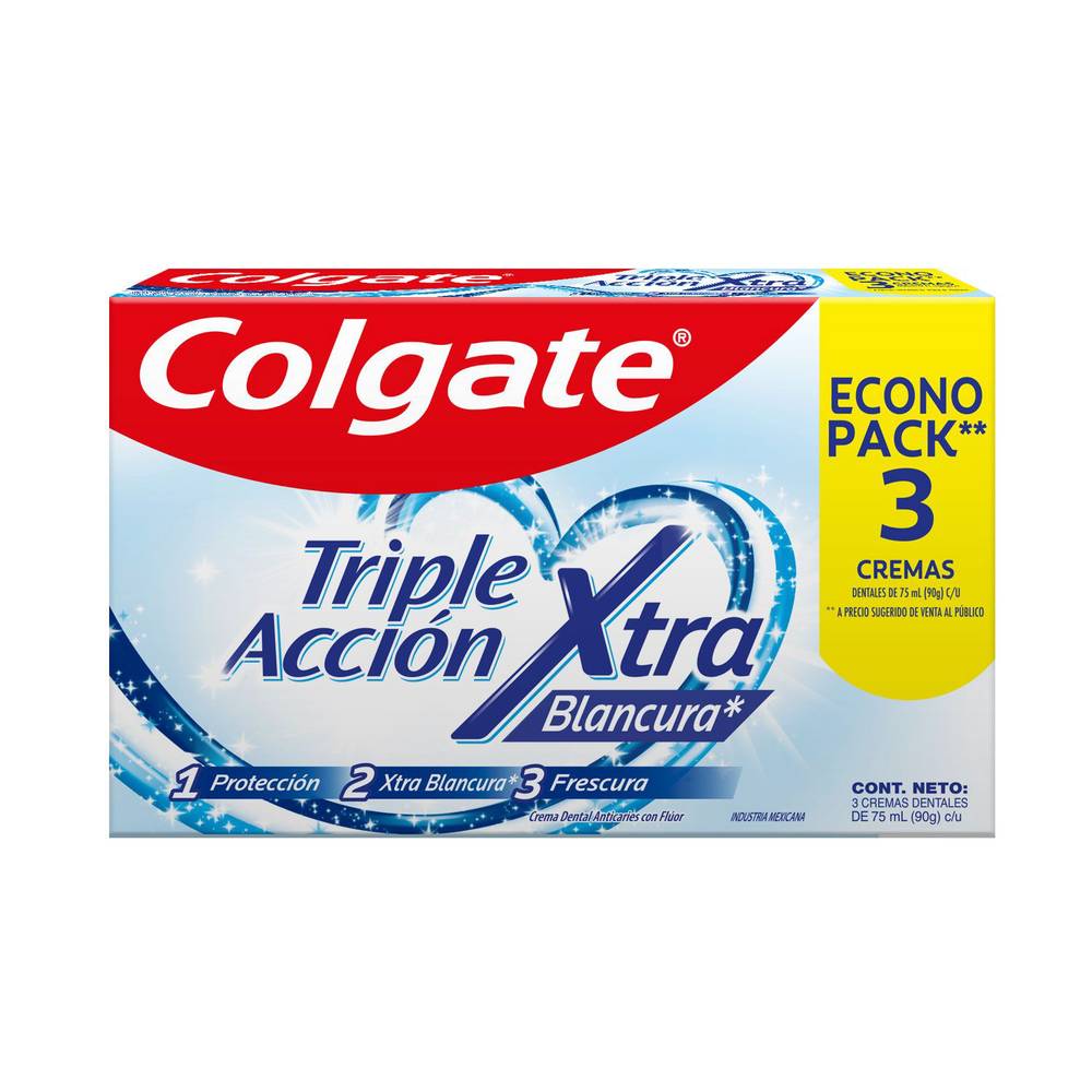 Colgate pasta dental triple acción blancura (3 u x 75 ml c/u)