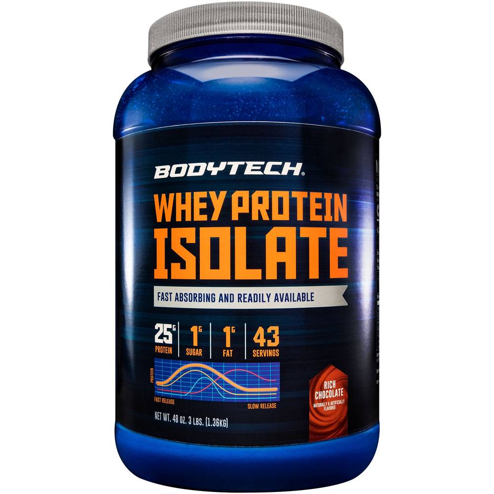 BodyTech Whey Protein Isolate Powder, Rich Chocolate (48 oz)