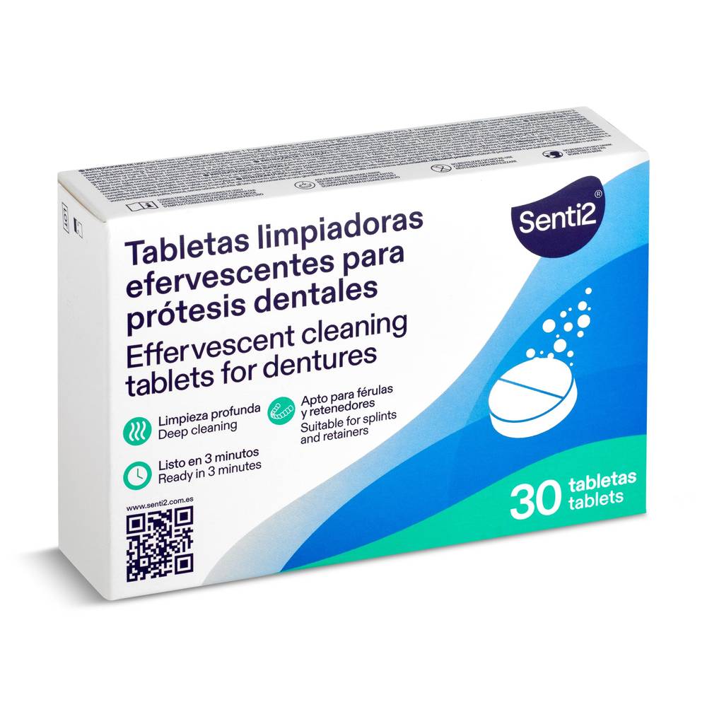 Tabletas Limpiadoras Para Prótesis Dental Senti2 Caja 30 Unidades