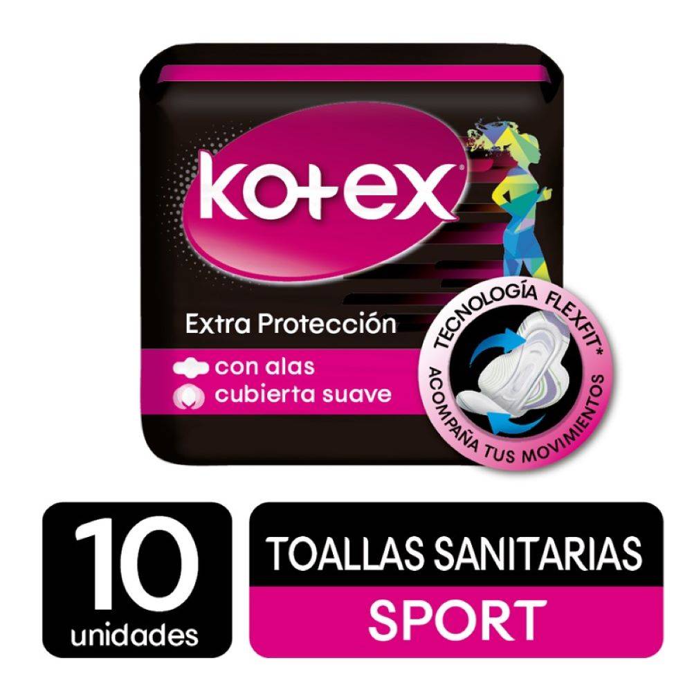 Kotex toallas sport con alas (10 un)