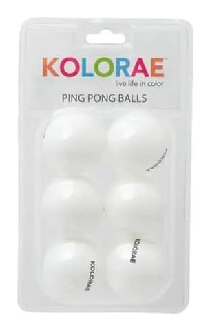 Kolorae Live Life in Color Ping Pong Balls, White (6 ct)