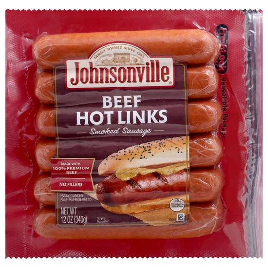 Johnsonville Sausage Smoked Hot Links Beefks (6 lin)
