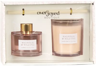 Overjoyed Boutiqe Diffuser Candle Set, Magnolia & Wild Fig