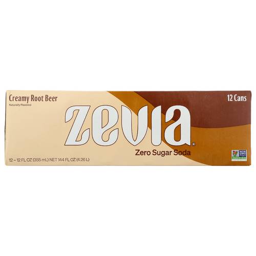 Zevia Creamy Root Beer Zero Calorie 12 Pack