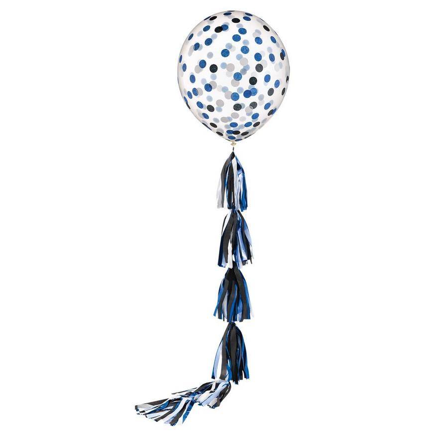 Party City Confetti Latex Balloon With Tassel Tail (63/royal blue)