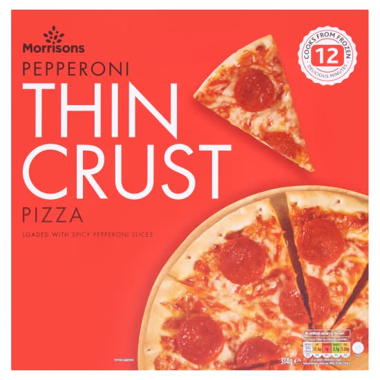 Morrisons Pepperoni, Thin Crust Pizza (314g)