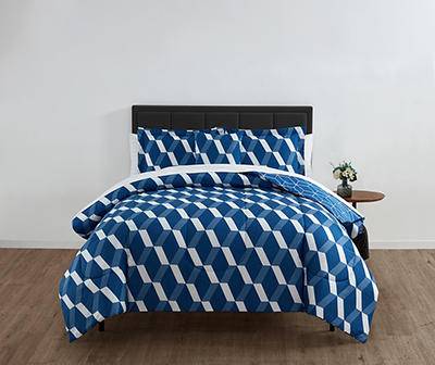 Real Living Navy Geometric Queen Comforter Set (queen/multi-color) (8 ct)